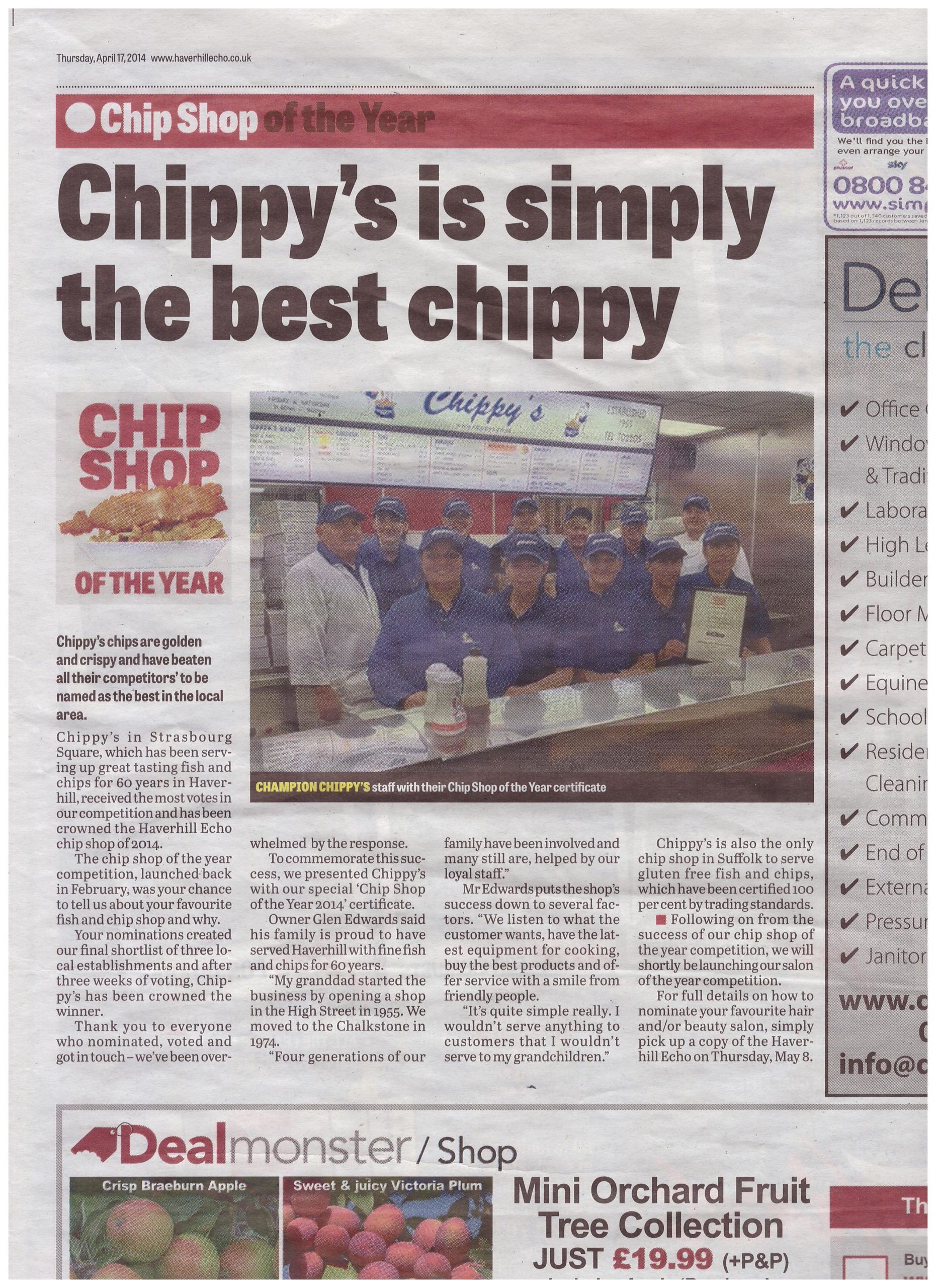 Haverhill Echo Chip Shop Of The Year 2014